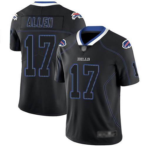 Men Buffalo Bills #17 Josh Allen Limited Black Lights Out Black Rush NFL Jersey